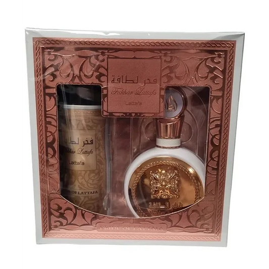 LATTAFA FAKHAR WHITE EDP ESTUCHE MUJER 100ML+DESODORANTE